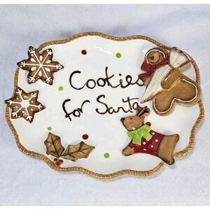 Cracker Barrel Cookies for Santa‎ Serve Ware Ceramic Platter Handmade Christmas
